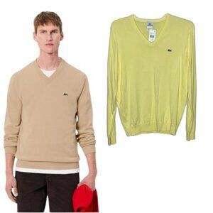 🔥 🆕 LACOSTE Yellow V-Neck Sweater Size 5 (medium)